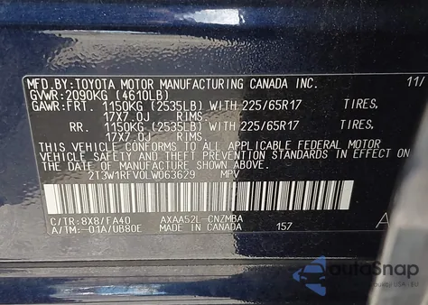 2020 Toyota Rav4 Xle z USA, uszkodzony, nr VIN 2T3W1RFV0LW063629